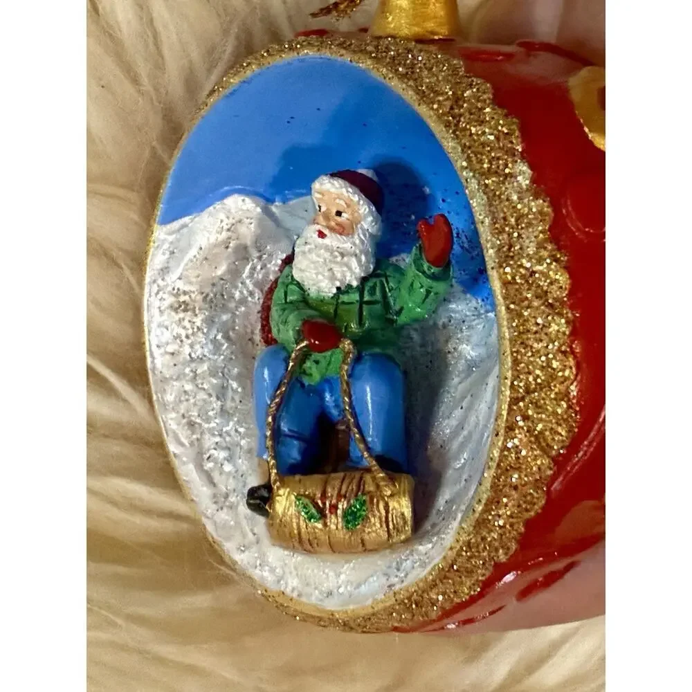 Danbury Mint Santa At The North Pole Sleigh Ride Christmas Ornament Collectible